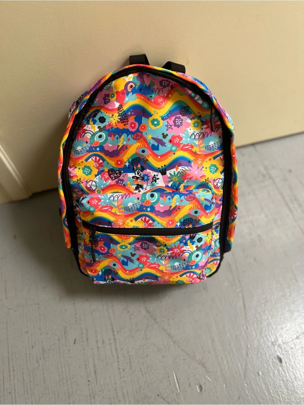 Colorful Kids Backpack with Rainbow & Floral Print purchased at Disneyland